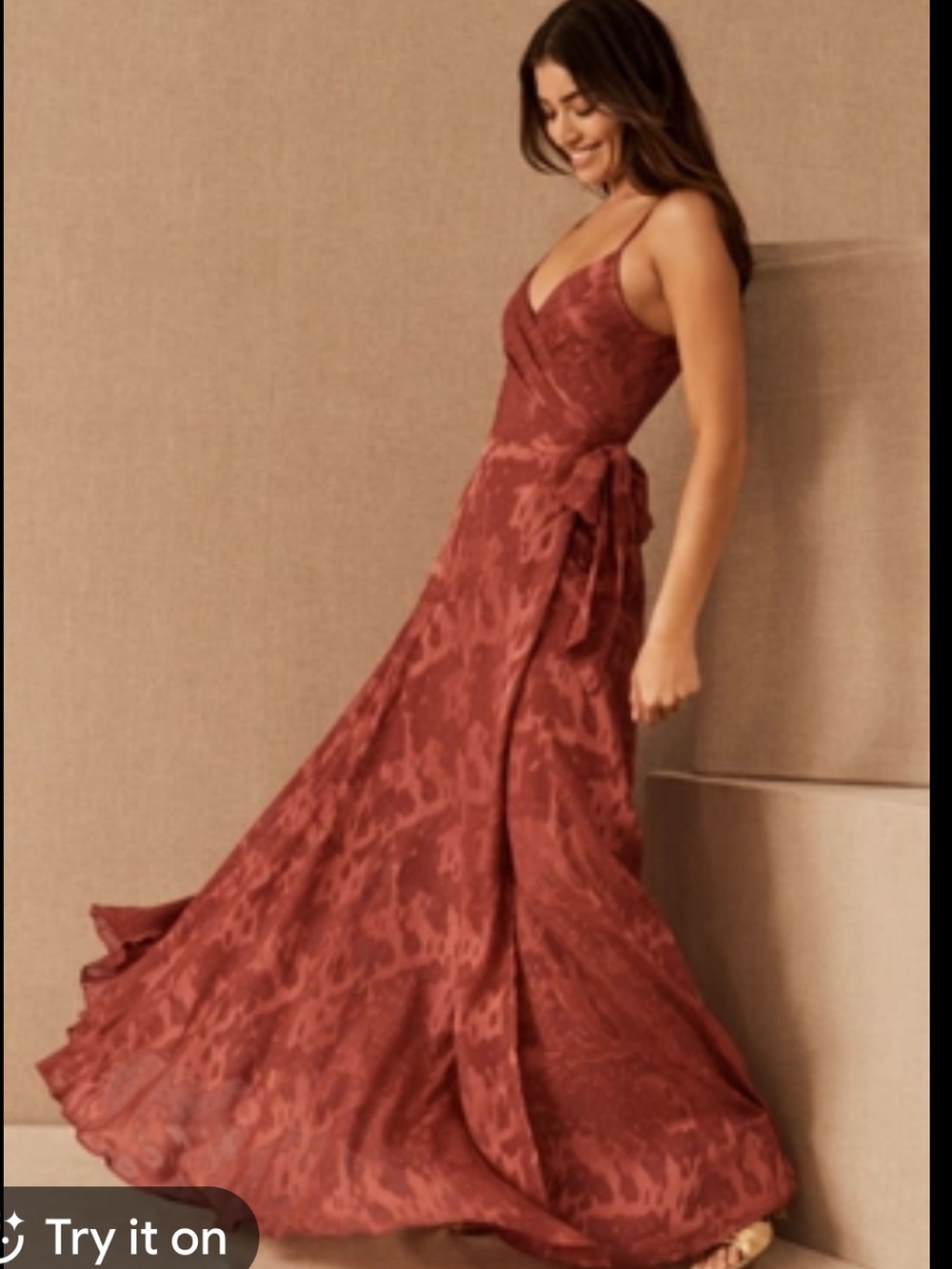 Anthropologie Hutch Rust Red Maxi Wrap Dress
